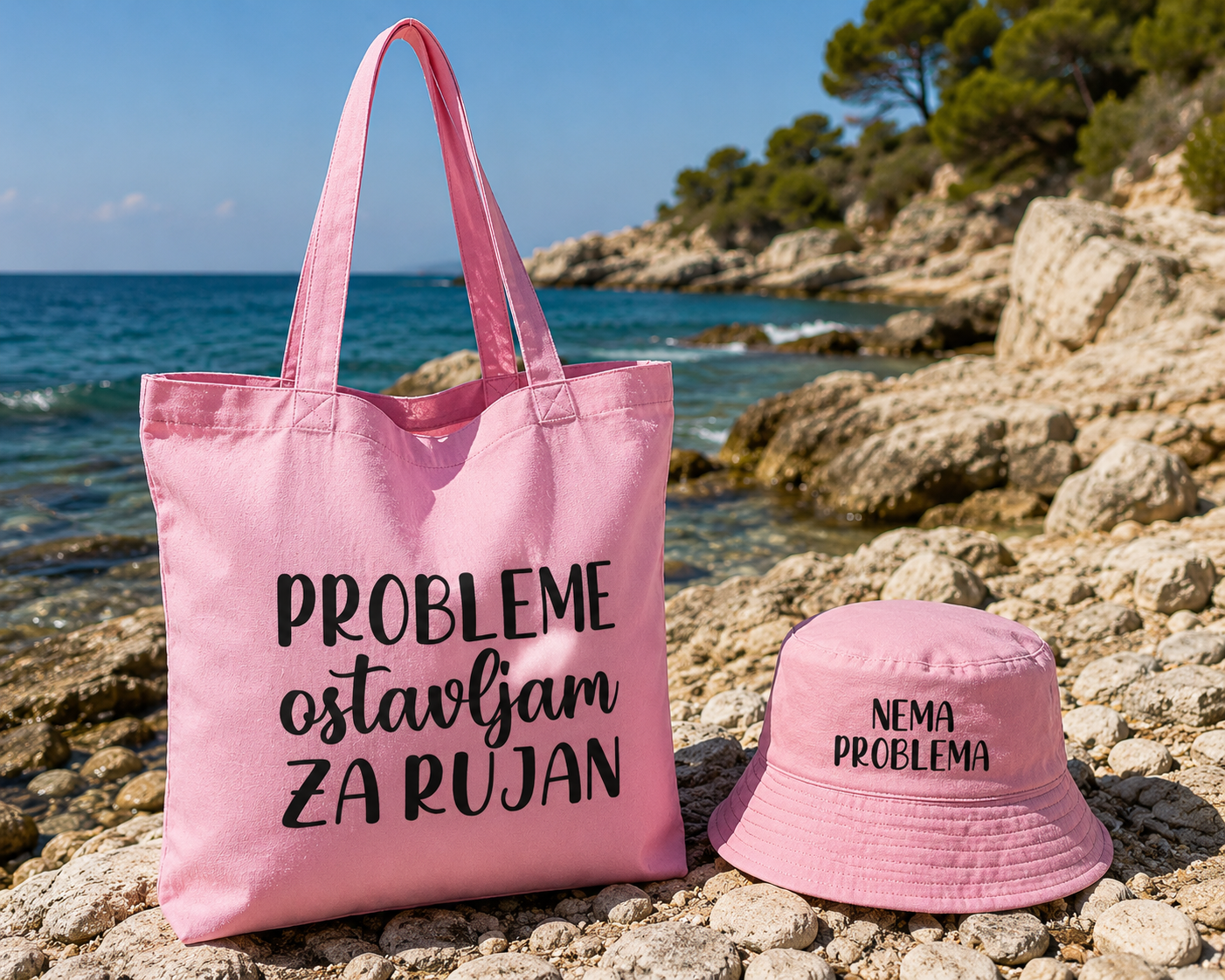 Pink set torba+šešir